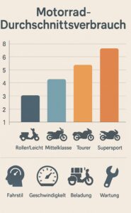 Infografik zum Thema Durchschnittsverbrauch bei Motorrädern