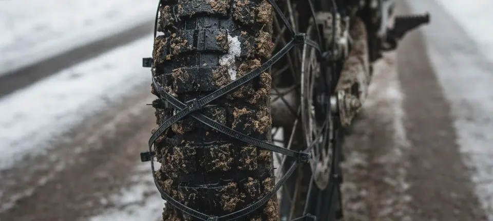 Making a snow chain from cable ties