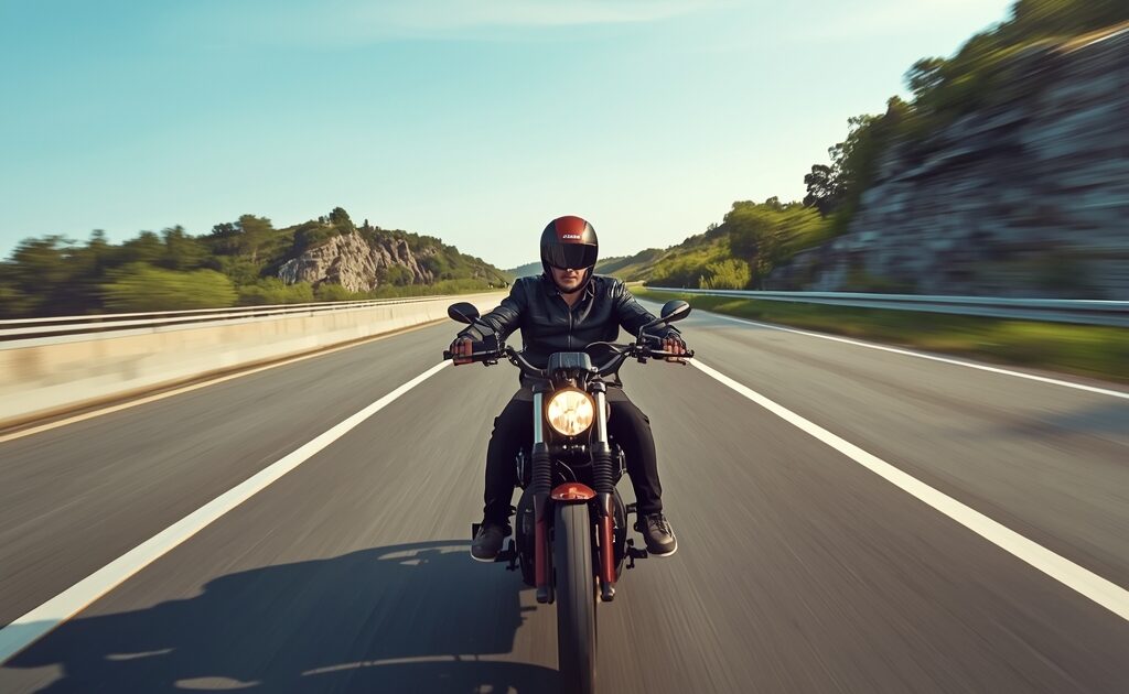 Motorradführerschein auf der Autobahn