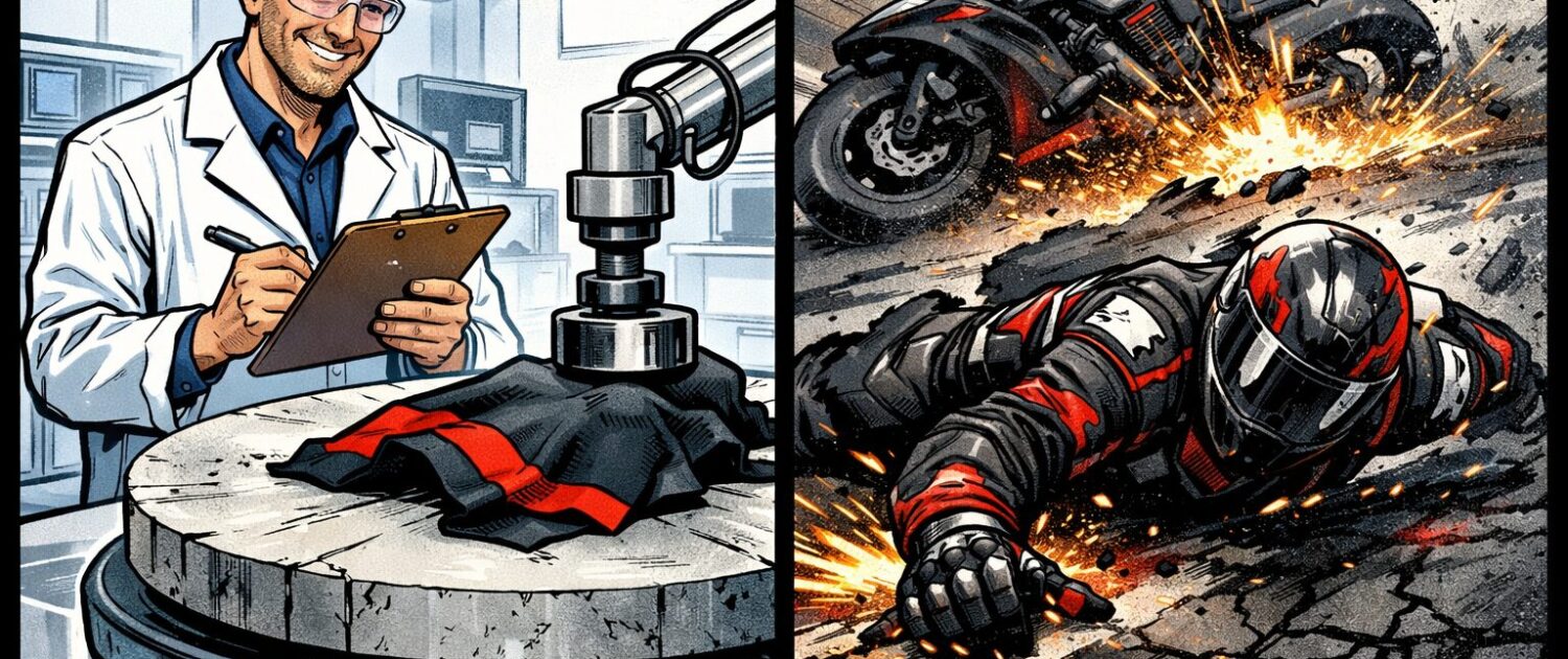 Motorradunfall - Warum Unfall nicht gleich Labor ist und Motorradbekleidung und der Schutz unterschiedlich bewertet werden soll.